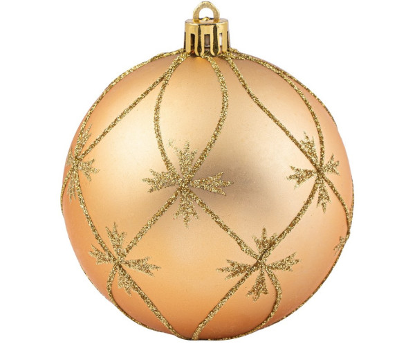 Χρυσή Γυαλιστερή Πλαστική Χριστουγεννιάτικη Μπάλα 8cm,Σέτ/6