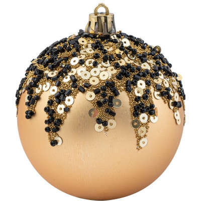 Χρυσή Γυαλιστερή Πλαστική Χριστουγεννιάτικη Μπάλα 8cm,Σέτ/6