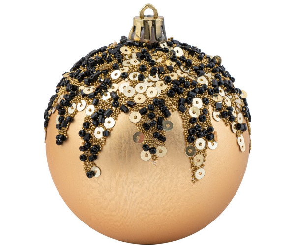 Χρυσή Γυαλιστερή Πλαστική Χριστουγεννιάτικη Μπάλα 8cm,Σέτ/6