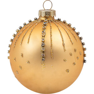 Χρυσή Γυάλινη Χριστουγεννιάτικη Μπάλα 8cm,Σέτ/6