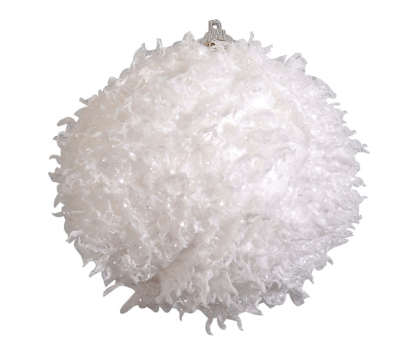 Λευκή Πλαστική Χριστουγεννιάτικη Μπάλα 10cm,Σέτ/6