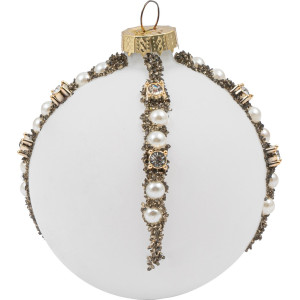 Λευκή Γυάλινη Χριστουγεννιάτικη Μπάλα 8cm ,Σέτ 6 Τεμαχίων