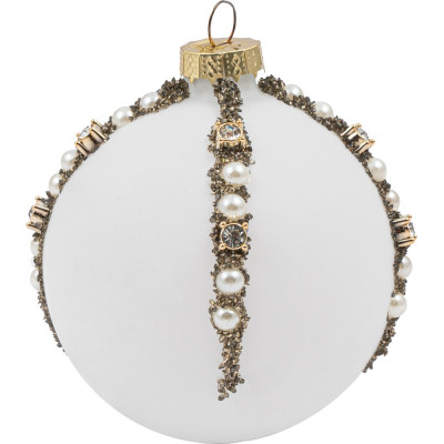 Λευκή Γυάλινη Χριστουγεννιάτικη Μπάλα 8cm ,Σέτ 6 Τεμαχίων