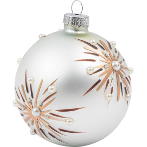 Λευκή Γυάλινη Χριστουγεννιάτικη Μπάλα 10cm ,Σέτ 6 Τεμαχίων