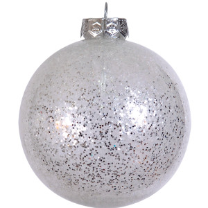 Ασημί Πλαστική Χριστουγεννιάτικη Μπάλα 8cm ,Σέτ/6