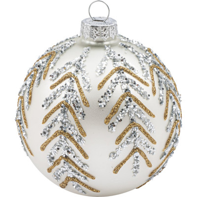 Ασημί Γυάλινη Χριστουγεννιάτικη Μπάλα 10cm,Σέτ/6