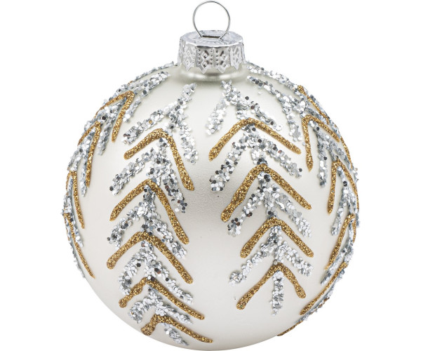 Ασημί Γυάλινη Χριστουγεννιάτικη Μπάλα 10cm,Σέτ/6