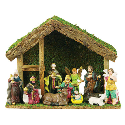 Ξύλινη Χριστουγεννιάτικη Φάτνη 34 x 11 x 26(h)cm