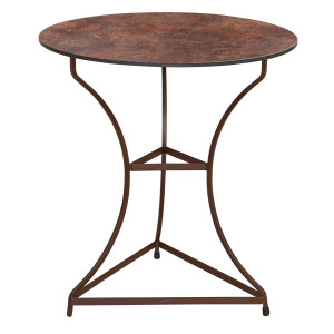 Γαλβανισμένο  Στρογγυλό Τραπέζι Με Επιφάνεια Compact Hpl Σκουριά Φ70 x 74(h)cm