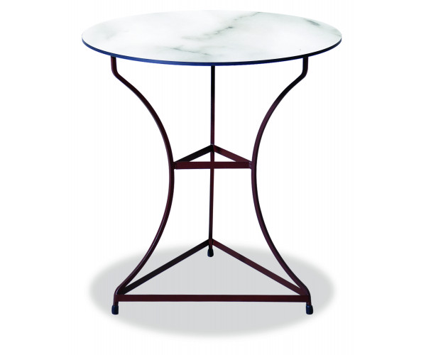 Αγαλβάνιστο Στρογγυλό Τραπέζι Με Επιφάνεια Compact Hpl Λευκό Φ58 x 74(h)cm