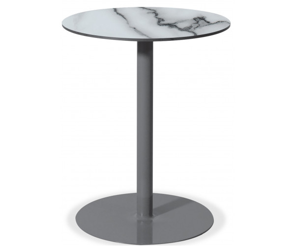 Στρογγυλό Μεταλλικό Τραπέζι Με Επιφάνεια Compact Hpl Λευκό Φ68 x 75(h)cm