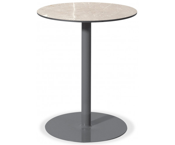 Στρογγυλό Μεταλλικό Τραπέζι Με Επιφάνεια Compact Hpl Μπέζ Φ68 x 75(h)cm