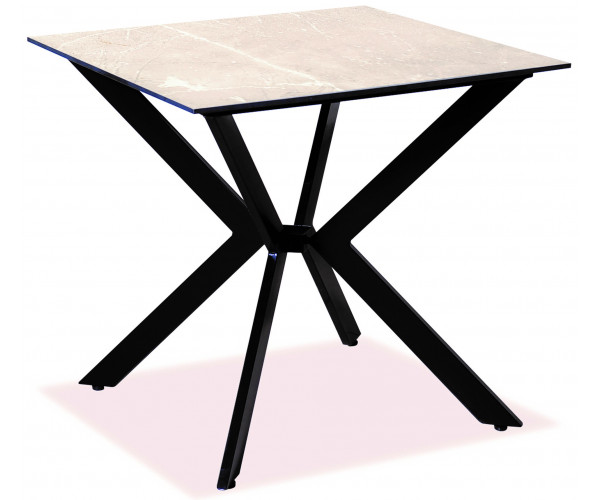 Τετράγωνο Τραπέζι Αλουμινίου Με Επιφάνεια Compact Hpl Μπέζ ί 78 x 78 x 75(h)cm