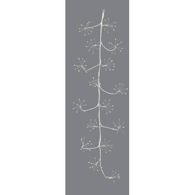 Λευκή Φωτιζόμενη Χριστουγεννιάτικη Γιρλάντα Με 160 Led Copper Φωτάκια Θερμού Φωτισμού Με Μετασχηματιστή ip44 Και Dimmer 120cm