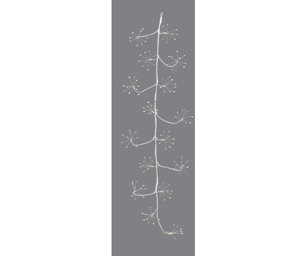 Λευκή Φωτιζόμενη Χριστουγεννιάτικη Γιρλάντα Με 160 Led Copper Φωτάκια Θερμού Φωτισμού Με Μετασχηματιστή ip44 Και Dimmer 120cm