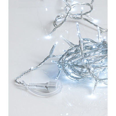 300Led Λαμπάκια Με Επέκταση,Πρόγραμμα Και Μετασχηματιστή Ip44 ,Διάφανο Καλώδιο/Λευκό Λαμπάκι , (5 cm Απόσταση) 15 Μέτρα (Kelvin: 6.000 - 10.000)