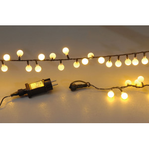 100Led Φωτάκια Με Μπίλια Με Επέκταση Και Μετασχηματιστή Ip44,Με Πράσινο Καλώδιο / Θερμό Λαμπάκι 5 μέτρα
