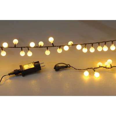 100Led Φωτάκια Με Μπίλια Με Επέκταση Και Μετασχηματιστή Ip44,Με Πράσινο Καλώδιο / Θερμό Λαμπάκι 5 μέτρα