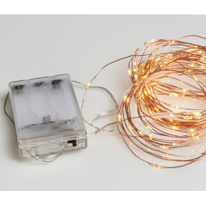 200Led Λαμπάκια Μπαταρίας Με Θερμό Φωτισμό Και Χάλκινο Καλώδιο 20 Μέτρα