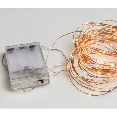 200Led Λαμπάκια Μπαταρίας Με Θερμό Φωτισμό Και Χάλκινο Καλώδιο 20 Μέτρα