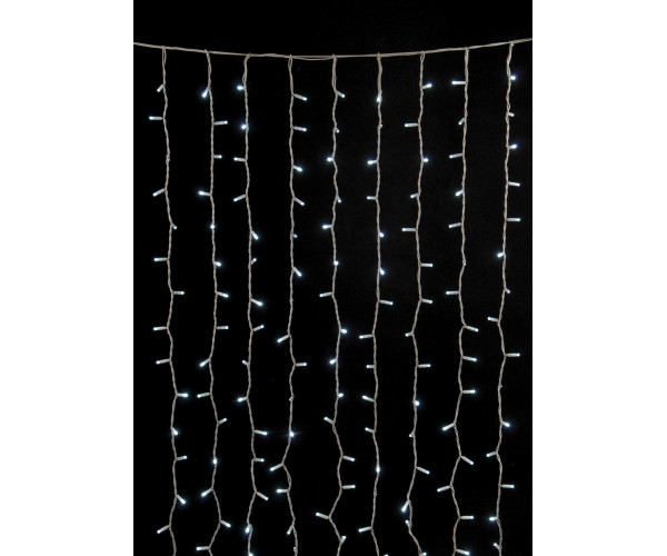 200Led Σταθερή Συμμετρική Κουρτίνα Rubber Με Επέκταση Ip65 Και Μπρίζα Σούκο 200 x 100(h)cm,Λευκό Καλώδιο/ Λευκό (Πάγου) Λαμπάκι (Kelvin: 6.000 - 10.000)