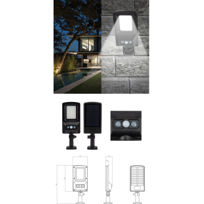 Led Ηλιακό Φωτιστικό Με Αισθητήρα Φωτός 14 x 9cm 