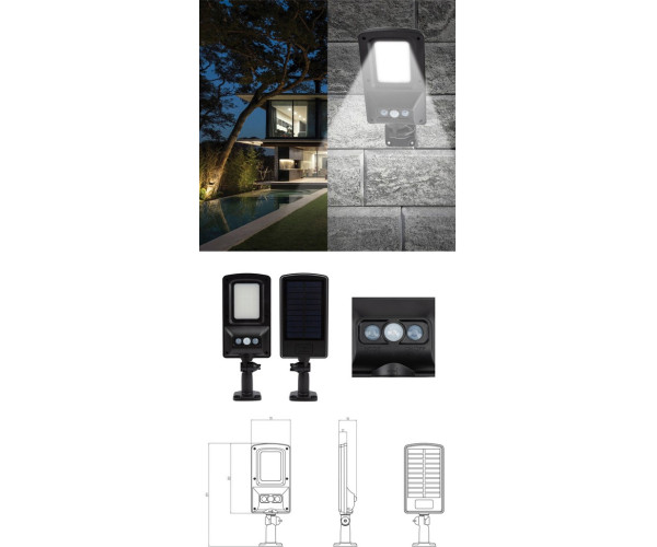Led Ηλιακό Φωτιστικό Με Αισθητήρα Φωτός 14 x 9cm 
