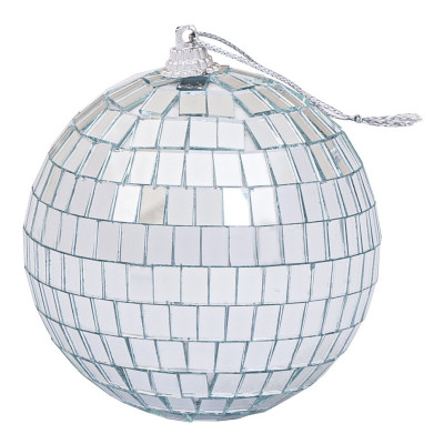 Ασημί Disco Πλαστική Χριστουγεννιάτικη Μπάλα 10cm