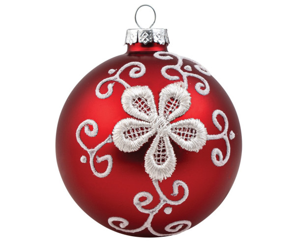 Κόκκινη Γυάλινη Χριστουγεννιάτικη Μπάλα 10cm,Σέτ/4