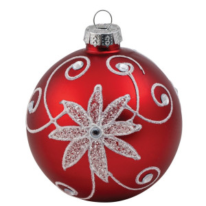 Κόκκινη Γυάλινη Χριστουγεννιάτικη Μπάλα 10cm , Σέτ/4