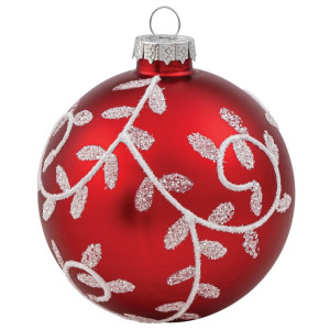 Κόκκινη Γυάλινη Χριστουγεννιάτικη Μπάλα 10cm,Σέτ/4