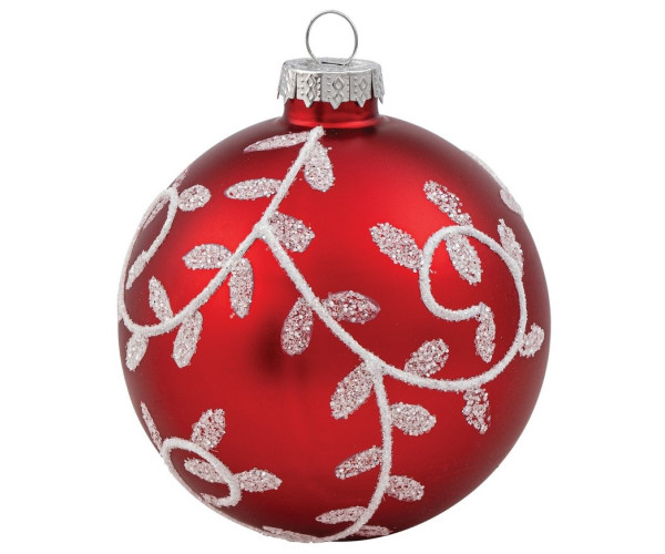 Κόκκινη Γυάλινη Χριστουγεννιάτικη Μπάλα 10cm,Σέτ/4