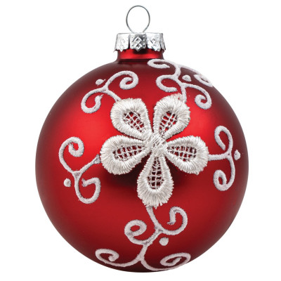 Κόκκινη Γυάλινη Χριστουγεννιάτικη Μπάλα 8cm,Σέτ/6