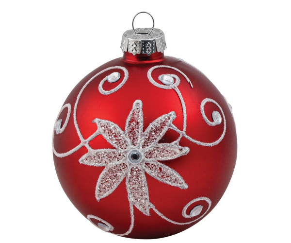 Κόκκινη Γυάλινη Χριστουγεννιάτικη Μπάλα 8cm,Σέτ/6