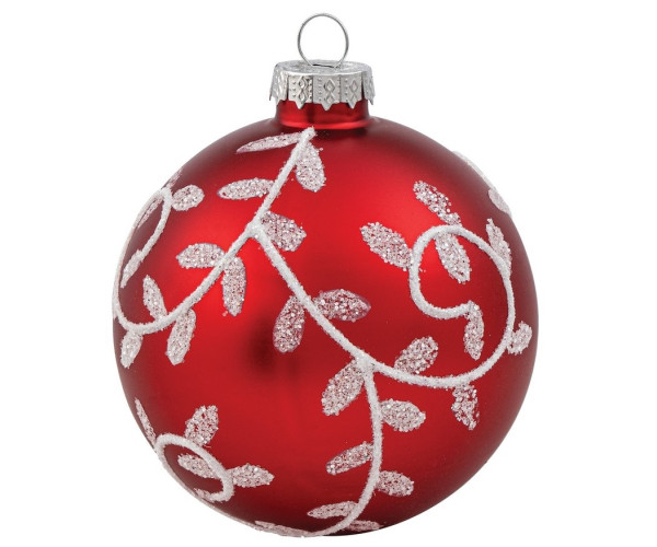 Κόκκινη Γυάλινη Χριστουγεννιάτικη Μπάλα 8cm,Σέτ/6