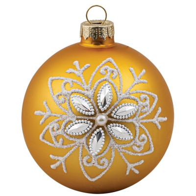 Χρυσή Γυάλινη Χριστουγεννιάτικη Μπάλα 10cm,Σέτ/4