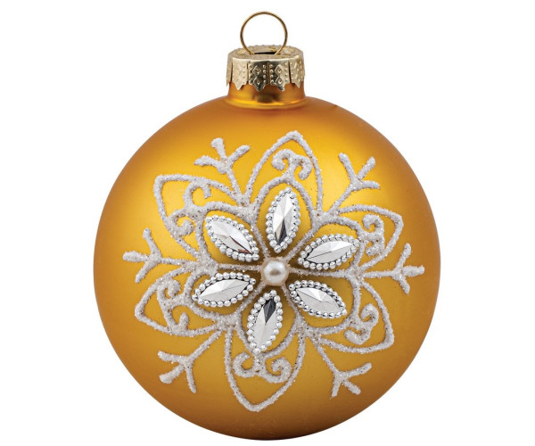 Χρυσή Γυάλινη Χριστουγεννιάτικη Μπάλα 10cm,Σέτ/4