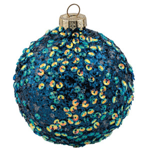 Μπλέ Γυάλινη Χριστουγεννιάτικη Μπάλα 8cm,Σέτ/6