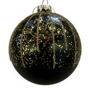 Μάυρη Γυάλινη Χριστουγεννιάτικη Μπάλα 8cm,Σέτ/6