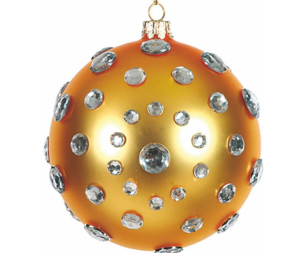 Γυάλινη Χρυσή Χριστουγεννιάτικη Μπάλα 10cm,Σέτ/2