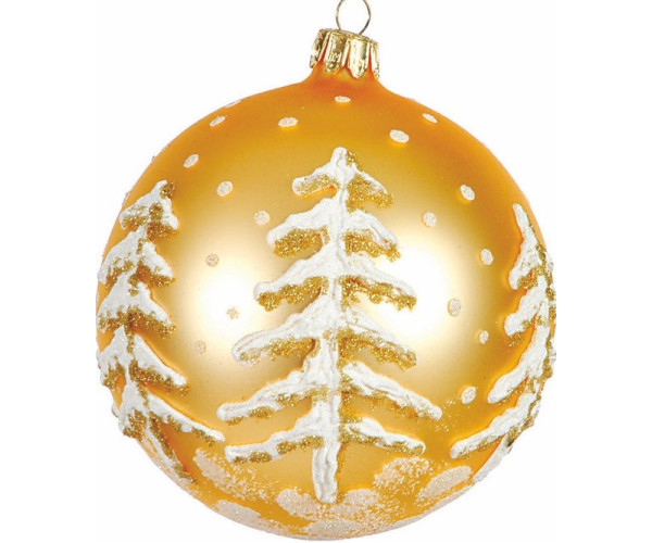Γυάλινη Χρυσή Χριστουγεννιάτικη Μπάλα 10cm,Σέτ/2