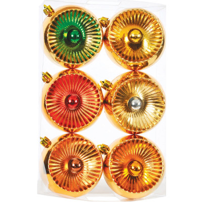 Χρυσές Χριστουγεννιάτικες Μπάλες 8cm,Σέτ/6