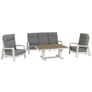 Καθιστικό Κήπου Αλουμινίου Σέτ 4 Τεμαχίων Με Μηχανισμό Αναδίπλωσης Πλάτης Στις Πολυθρόνες