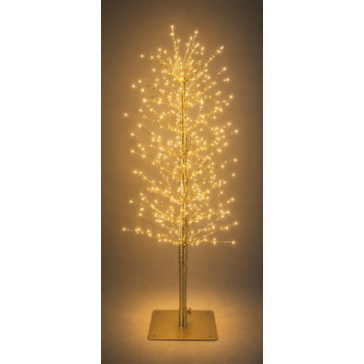 Χρυσό Φωτιζόμενο Δέντρο Με 400 Led Copper Φωτάκια Θερμού Φωτισμού 2700 Kelvin (40Led Flash) ,Μετασχηματιστή ip44 Και Dimmer 120(h)cm
