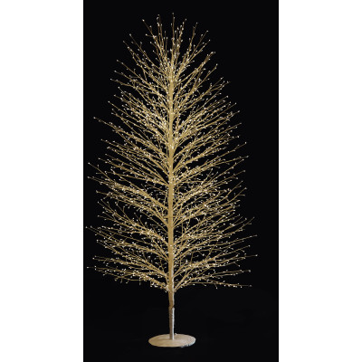 Λευκό Φωτιζόμενο Δέντρο Με 1000 Led Copper Φωτάκια Θερμού Φωτισμού ,Μετασχηματιστή ip44 Και Dimmer 120(h)cm