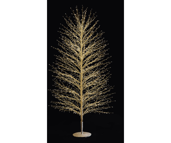 Λευκό Φωτιζόμενο Δέντρο Με 1000 Led Copper Φωτάκια Θερμού Φωτισμού ,Μετασχηματιστή ip44 Και Dimmer 120(h)cm