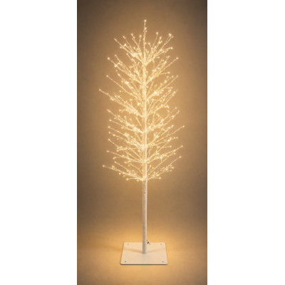 Λευκό Φωτιζόμενο Δέντρο Με 400 Led Copper Φωτάκια 2700 Kelvin (40 Led Flash) ,Μετασχηματιστή ip44 Και Dimmer 120(h)cm