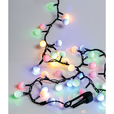 100Led Λαμπάκια Με Μπίλια Με Πρόγραμμα,Επέκταση Και Μετασχηματιστή Ip44 ,Πράσινο Καλώδιο/Πολύχρωμο Λαμπάκι 5 Μέτρα