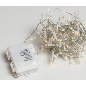 200Led Λαμπάκια Μπαταρίας Με Πρόγραμμα Και Χρονοδιακόπτη Διάφανο Καλώδιο / Θερμό Λαμπάκι , (7,5cm Απόσταση) 15 Μέτρα (Kelvin: 2.500 - 3.000)