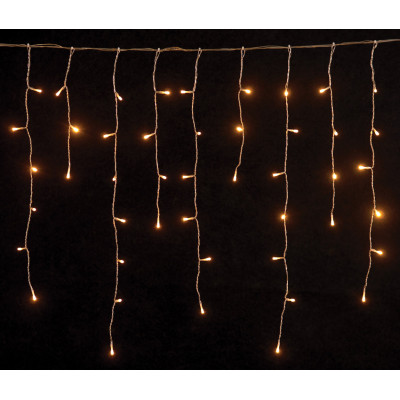 1200Led Σταθερή Ασύμμετρη Κουρτίνα Με Επέκταση Και Μετασχηματιστή Ip44, 600 x 35(h)cm,Διάφανο Καλώδιο/ Θερμό Λαμπάκι (Kelvin: 2.500 - 3.000)